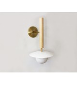 Maple wood pole dish spherical wall lamp