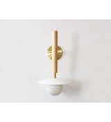 Maple wood pole dish spherical wall lamp