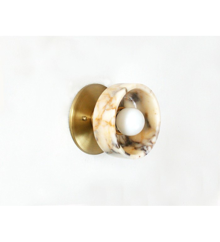 Brass backplate and stone wall sconce