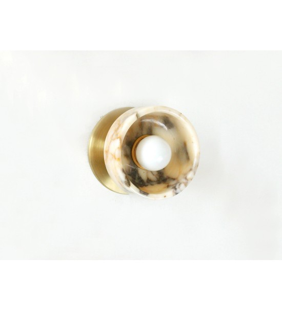 Brass backplate and stone wall sconce