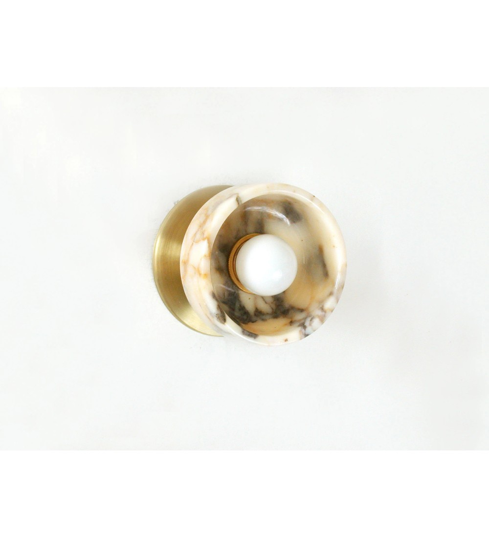 Brass backplate and stone wall sconce