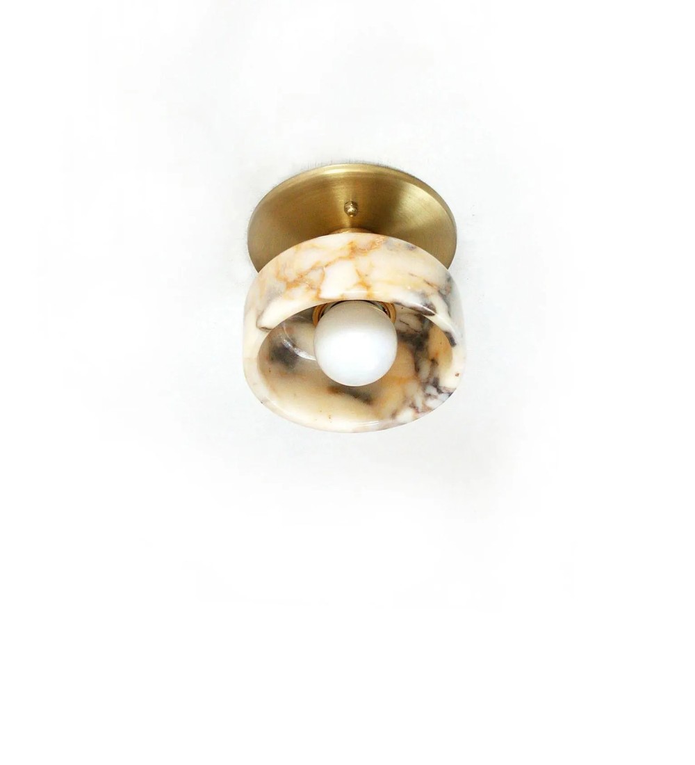 Brass backplate and stone wall sconce