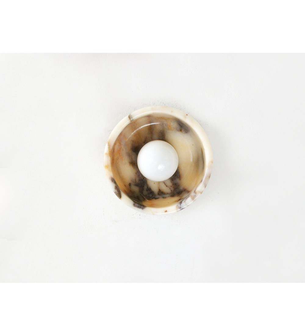 Brass backplate and stone wall sconce