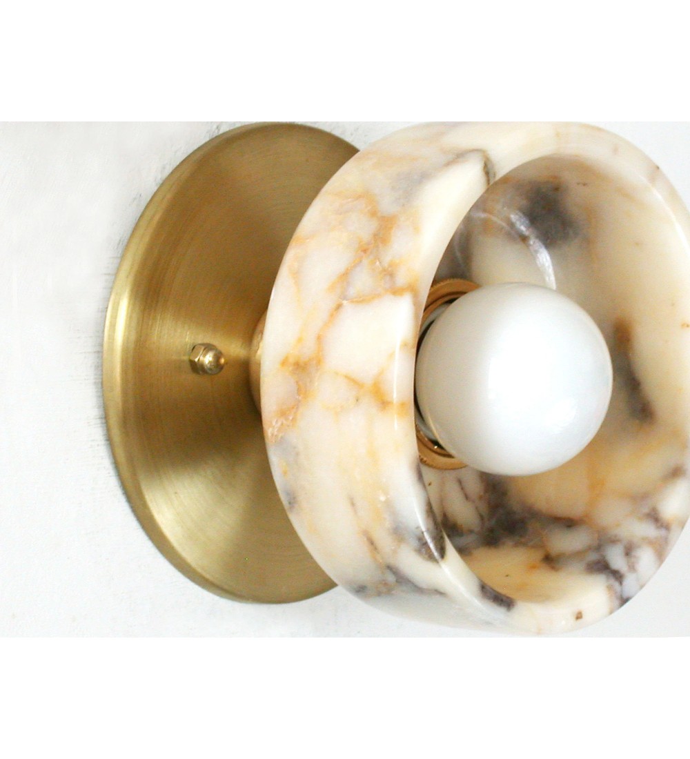 Brass backplate and stone wall sconce