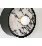 Wall sconce with black marble insert and opalescent bulb