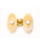 Double Oval Honey Stone and Brass Wall Sconce