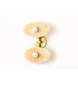 Double Oval Honey Stone and Brass Wall Sconce