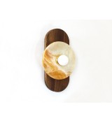 Oval Walnut and Honey Agate Disc Wall Sconce