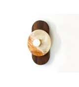 Oval Walnut and Honey Agate Disc Wall Sconce