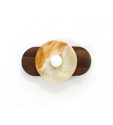 Oval Walnut and Honey Agate Disc Wall Sconce