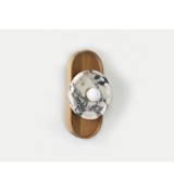 Oval Tray Wood Back Panel and Marble Tray Wall Lamp