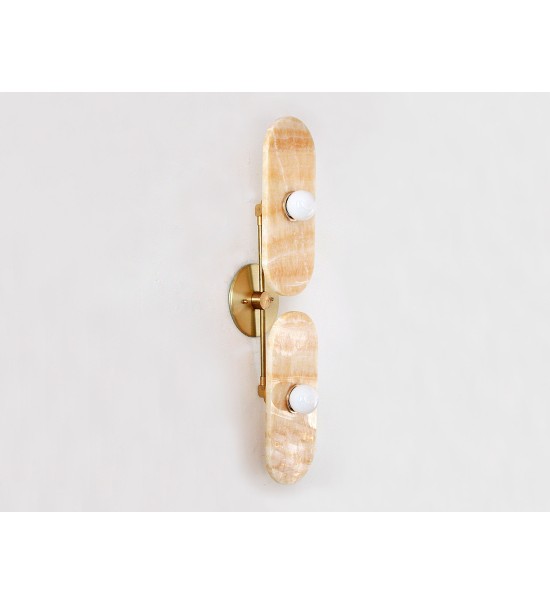 Vertical Double Panel and Brass Wall Light