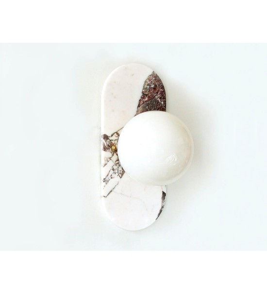 Marble panel milky white spherical wall lamp