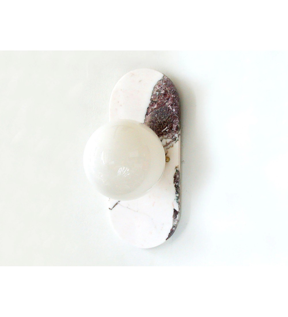 Marble panel milky white spherical wall lamp