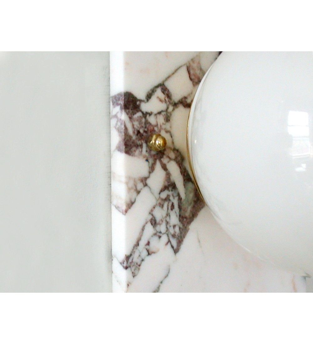 Marble panel milky white spherical wall lamp