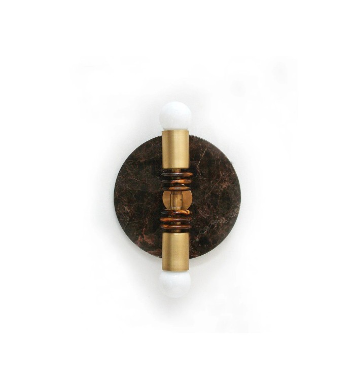 Double spherical wall lamp with marble back