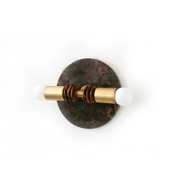 Double spherical wall lamp with marble back