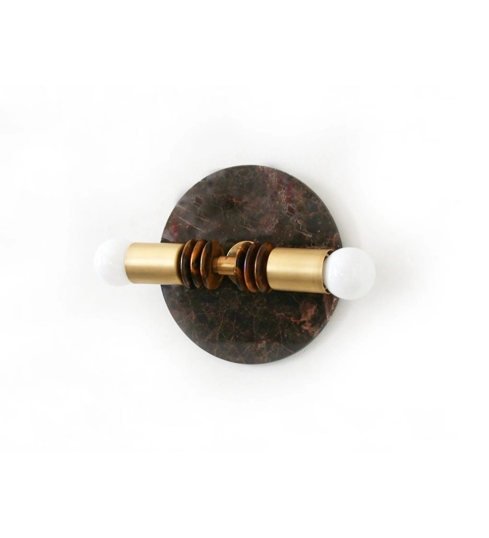 Double spherical wall lamp with marble back