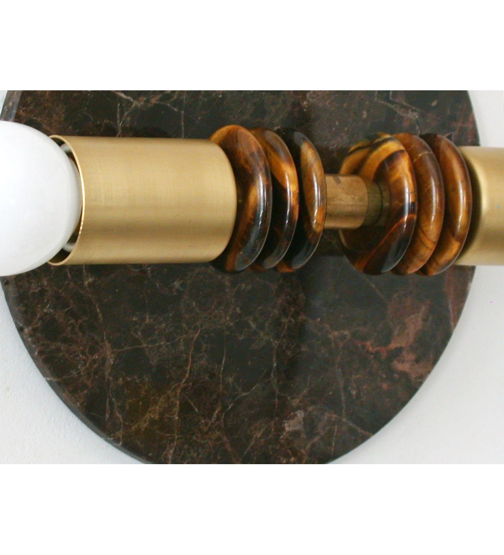 Double spherical wall lamp with marble back
