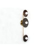 Vertical Three-Ring Marble and Brass Wall Lamp