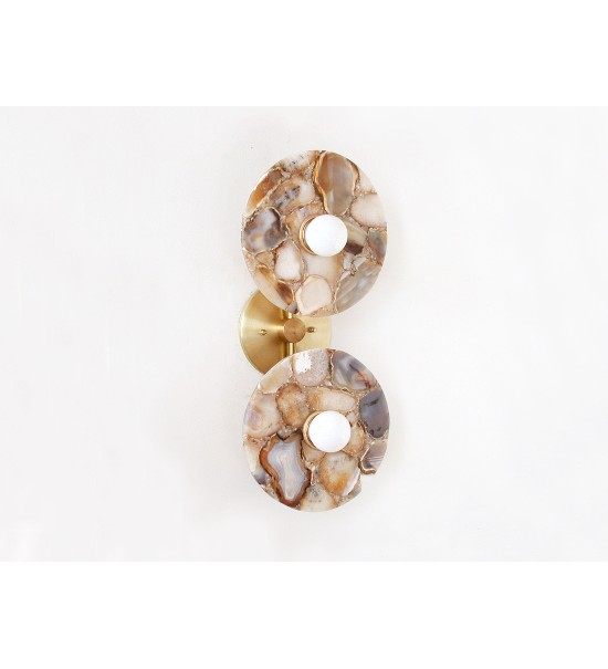 Double Onyx Donut Plate and Brass Wall Sconce