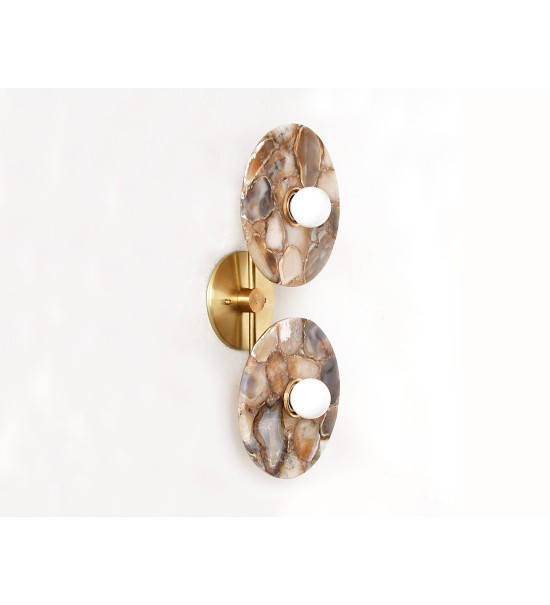 Double Onyx Donut Plate and Brass Wall Sconce