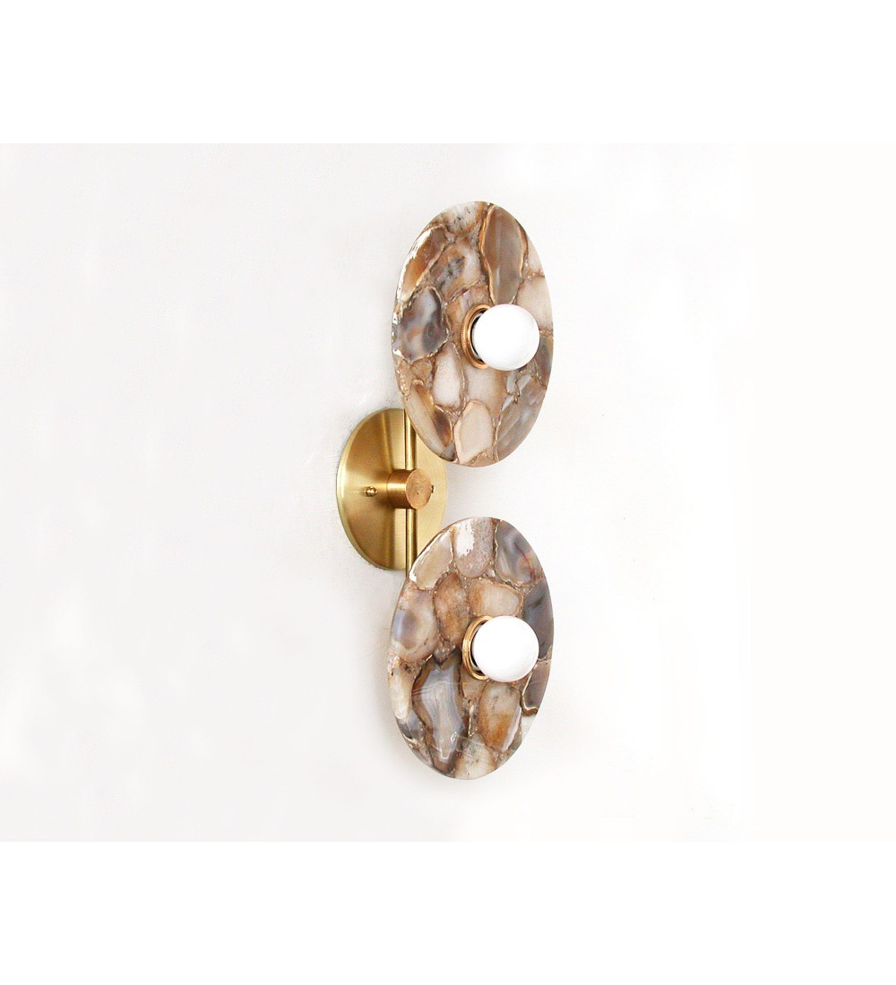 Double Onyx Donut Plate and Brass Wall Sconce