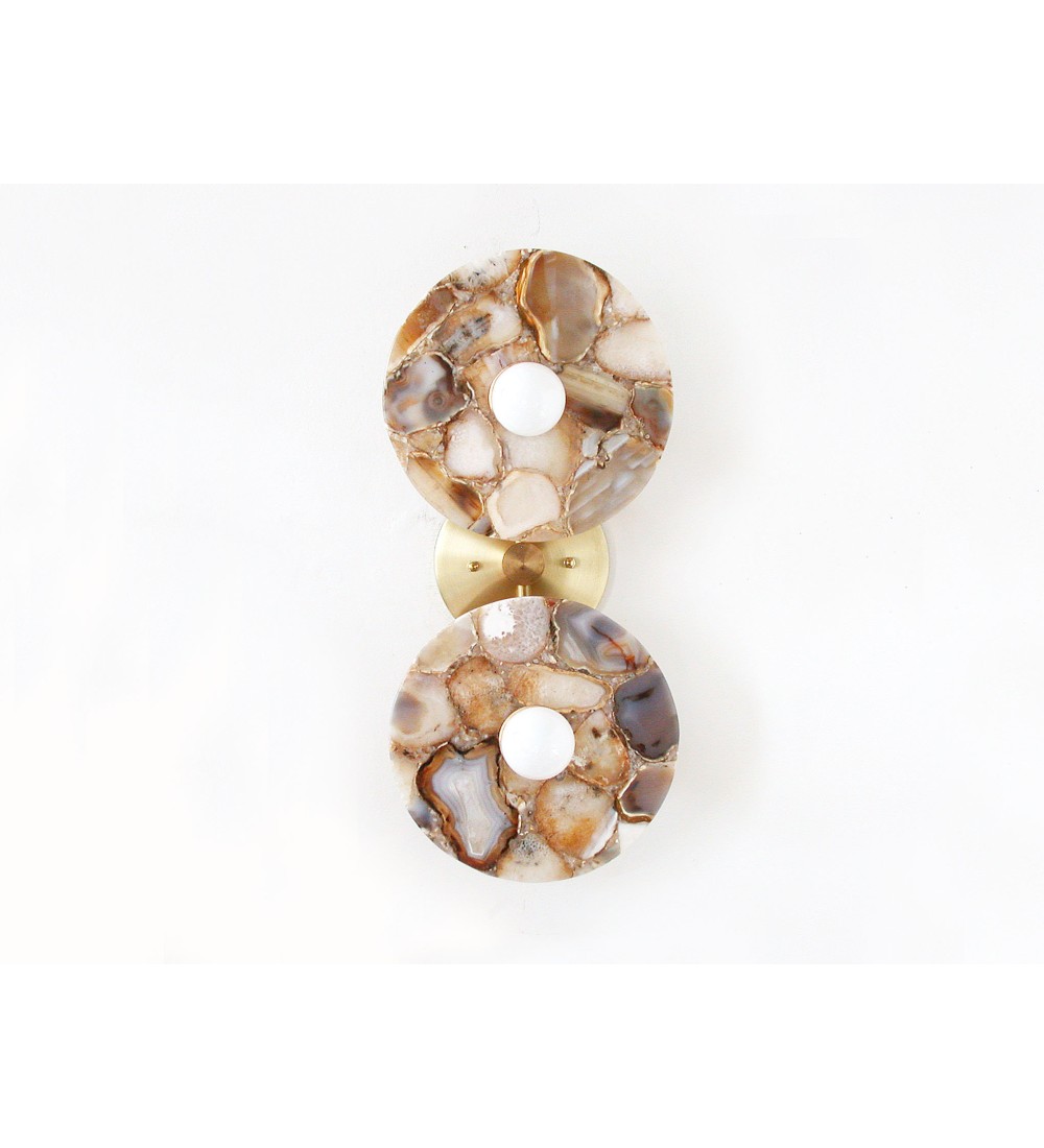 Double Onyx Donut Plate and Brass Wall Sconce