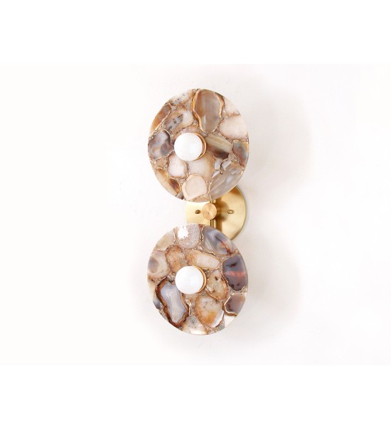 Double Onyx Donut Plate and Brass Wall Sconce
