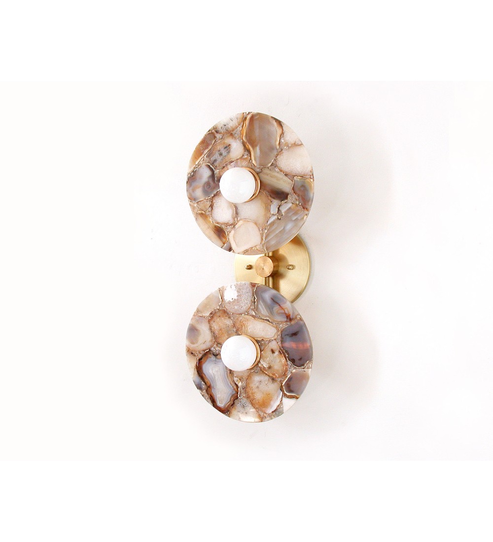 Double Onyx Donut Plate and Brass Wall Sconce