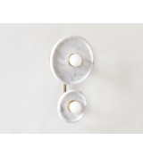 Double marble disc wall lamp with brass pillars