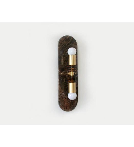 Oval dark marble panel wall lamp