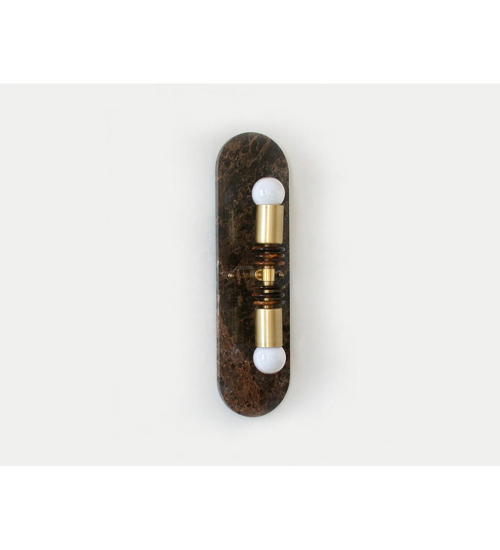 Oval dark marble panel wall lamp