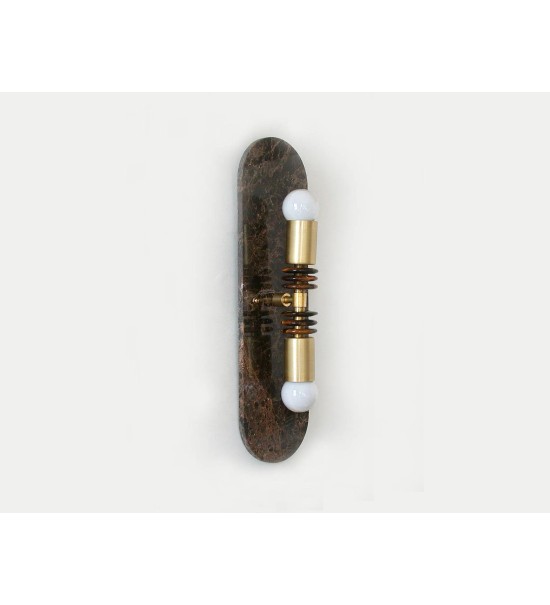 Oval dark marble panel wall lamp