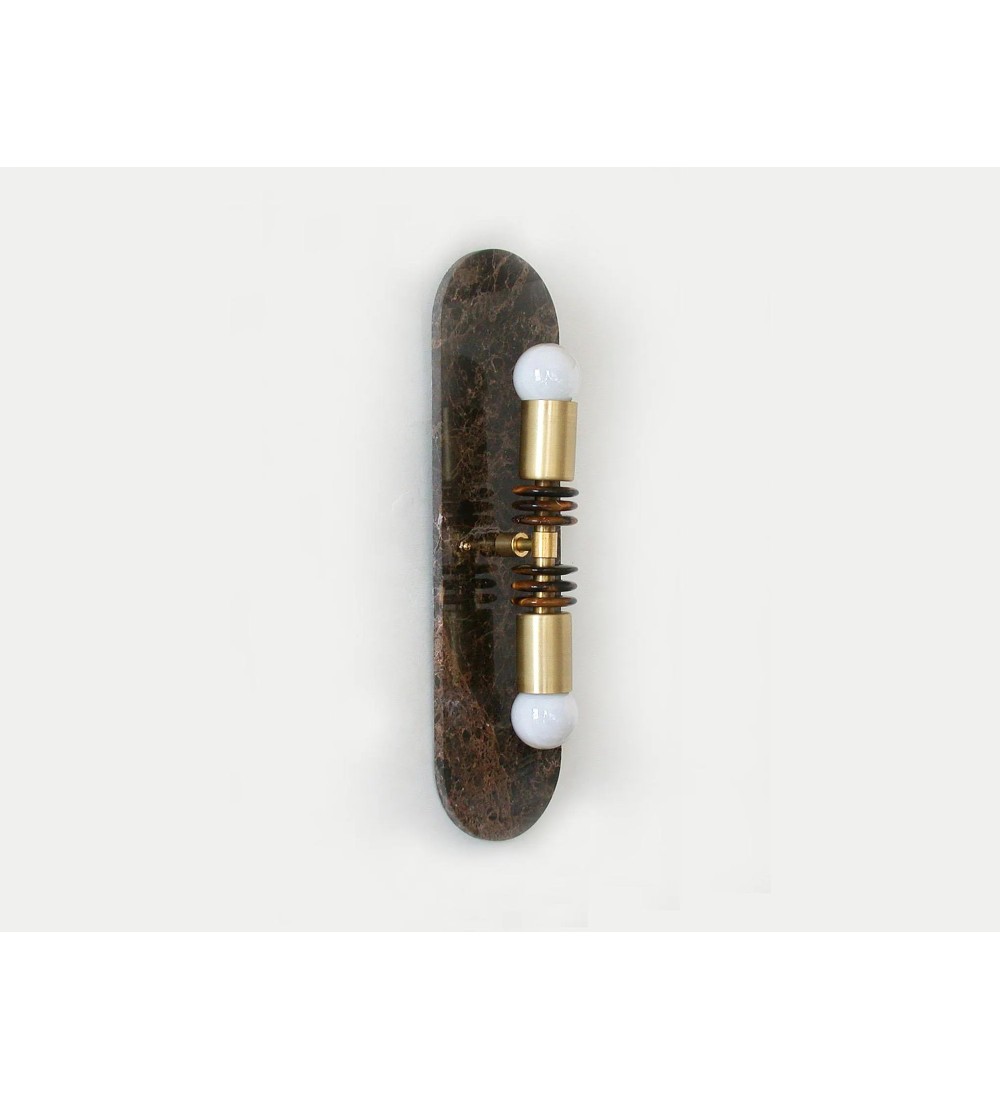 Oval dark marble panel wall lamp