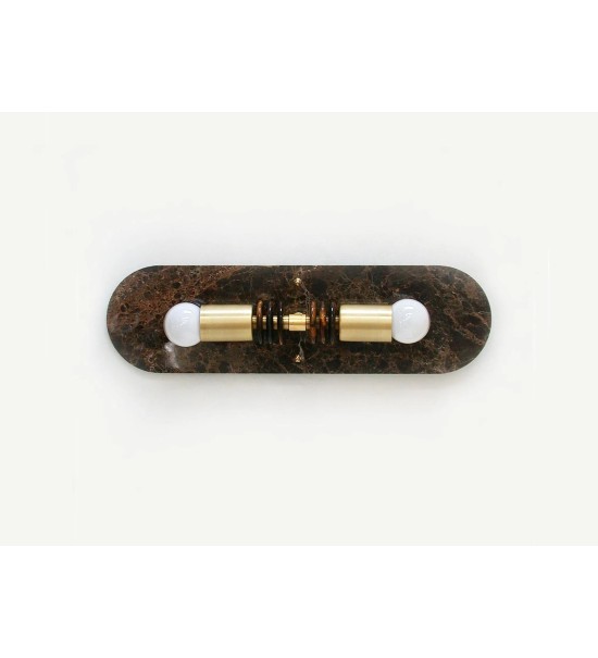 Oval dark marble panel wall lamp