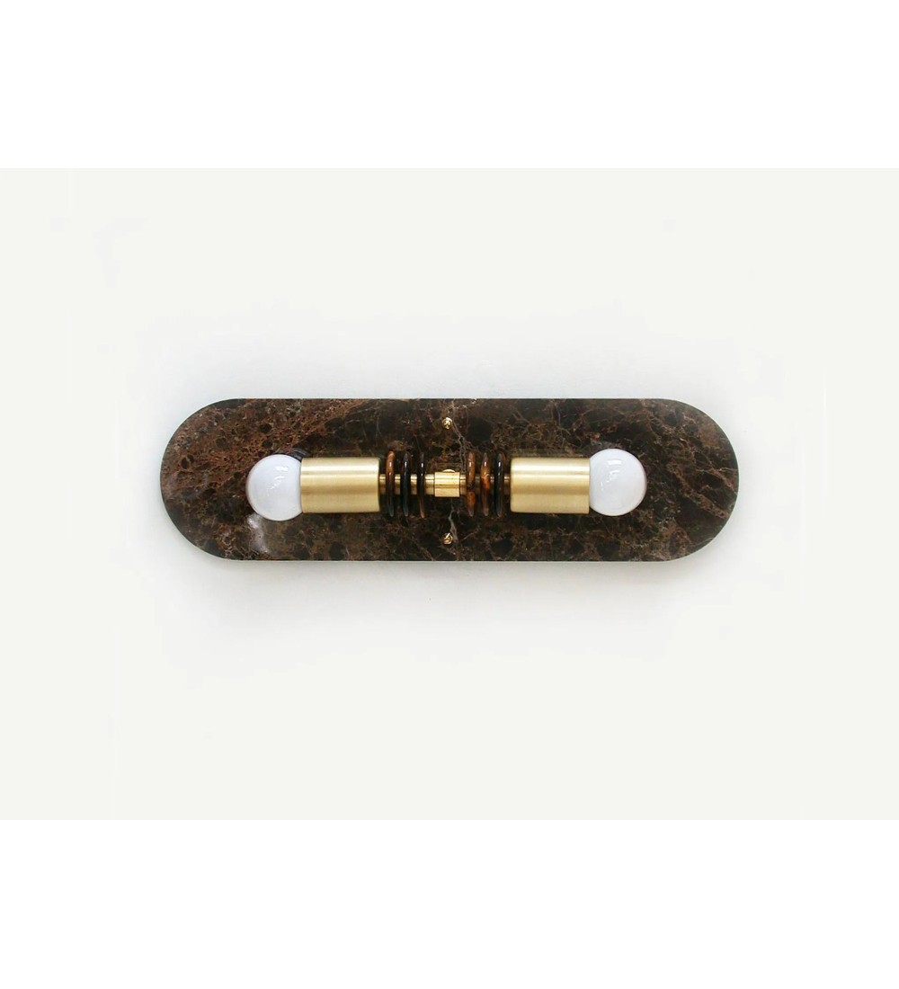 Oval dark marble panel wall lamp