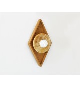 Diamond Wood Disc and Opal Bulb Wall Sconce