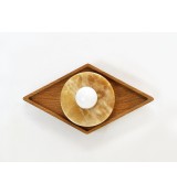 Diamond Wood Disc and Opal Bulb Wall Sconce