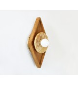 Diamond Wood Disc and Opal Bulb Wall Sconce