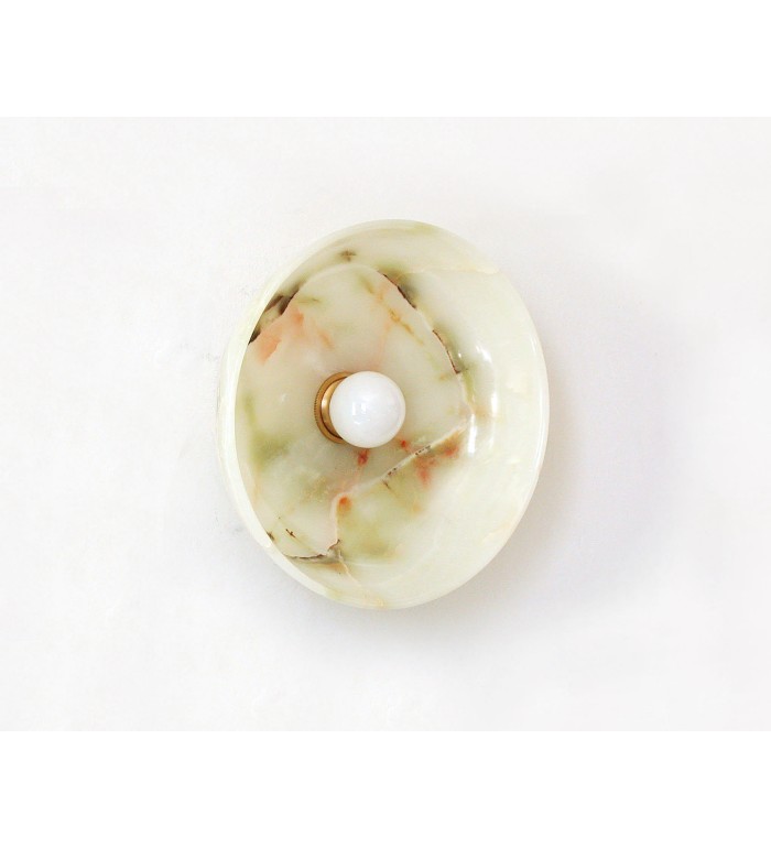 Brass Backplate Onyx and Opal Bulb Wall Sconce