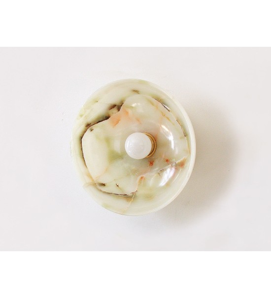 Brass Backplate Onyx and Opal Bulb Wall Sconce