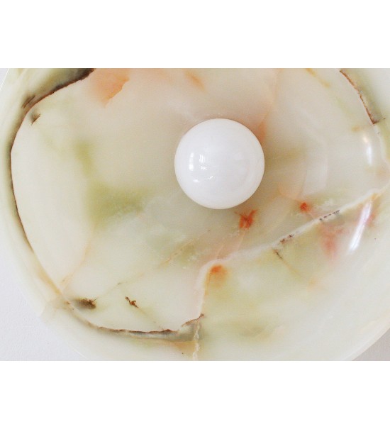 Brass Backplate Onyx and Opal Bulb Wall Sconce