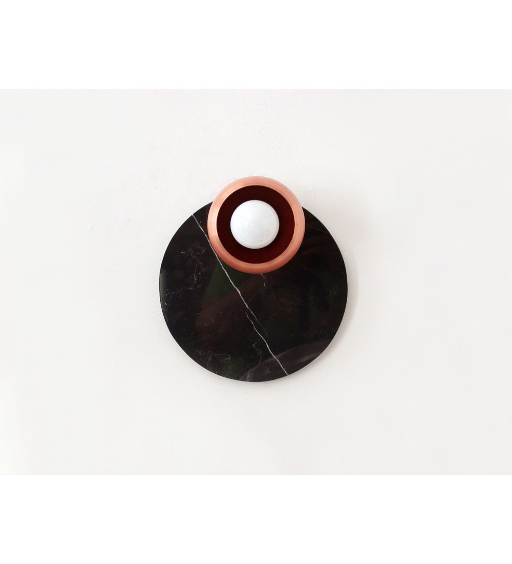 Black Clay Cup and Opal Bulb Wall Sconce