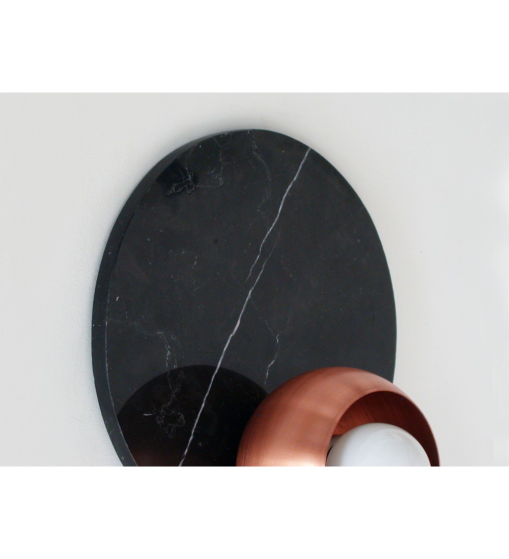 Black Clay Cup and Opal Bulb Wall Sconce
