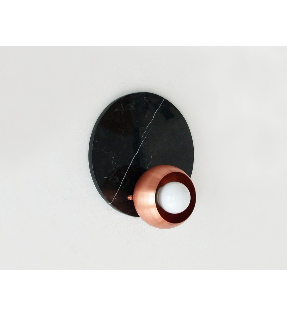 Black Clay Cup and Opal Bulb Wall Sconce
