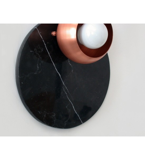 Black Clay Cup and Opal Bulb Wall Sconce