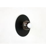 Black round marble cup and white bulb wall lamp