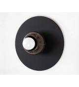 Black round marble cup and white bulb wall lamp