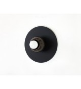 Black round marble cup and white bulb wall lamp